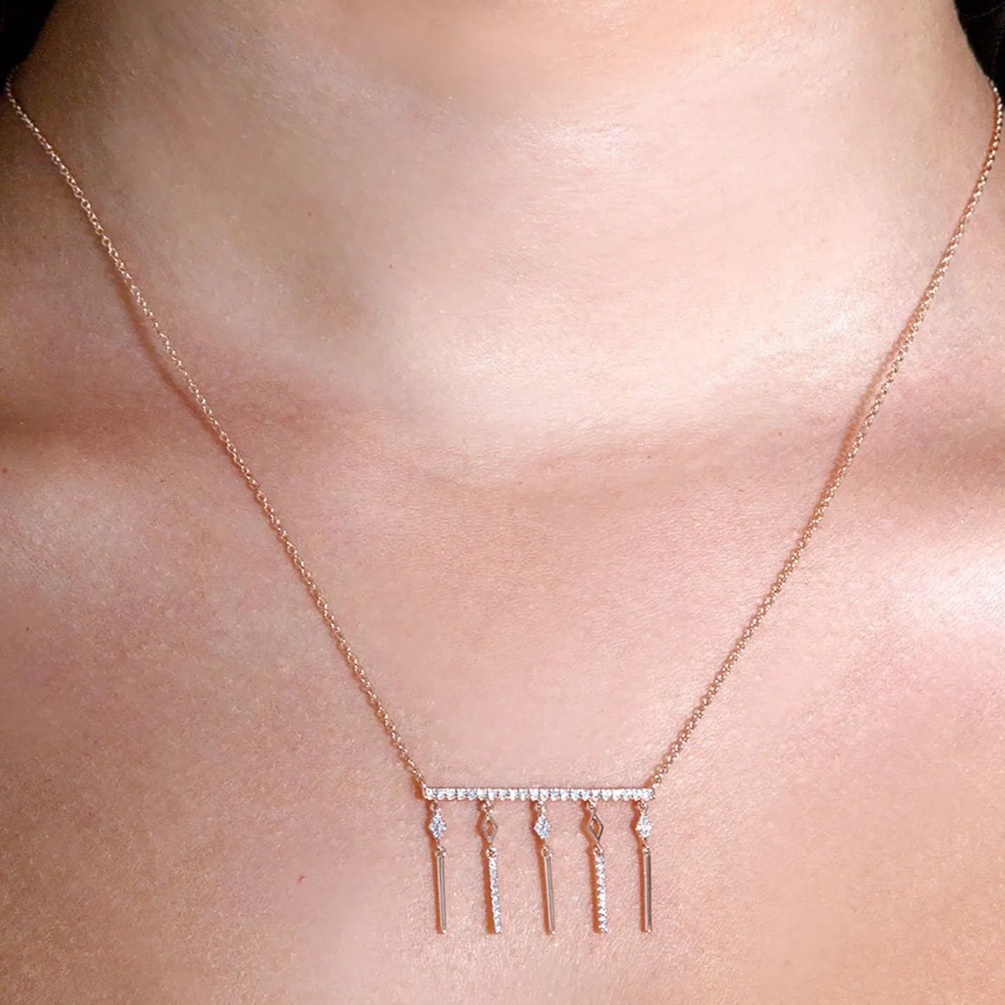 0.25 ctw Diamond Fashion Bar Necklace Pendant