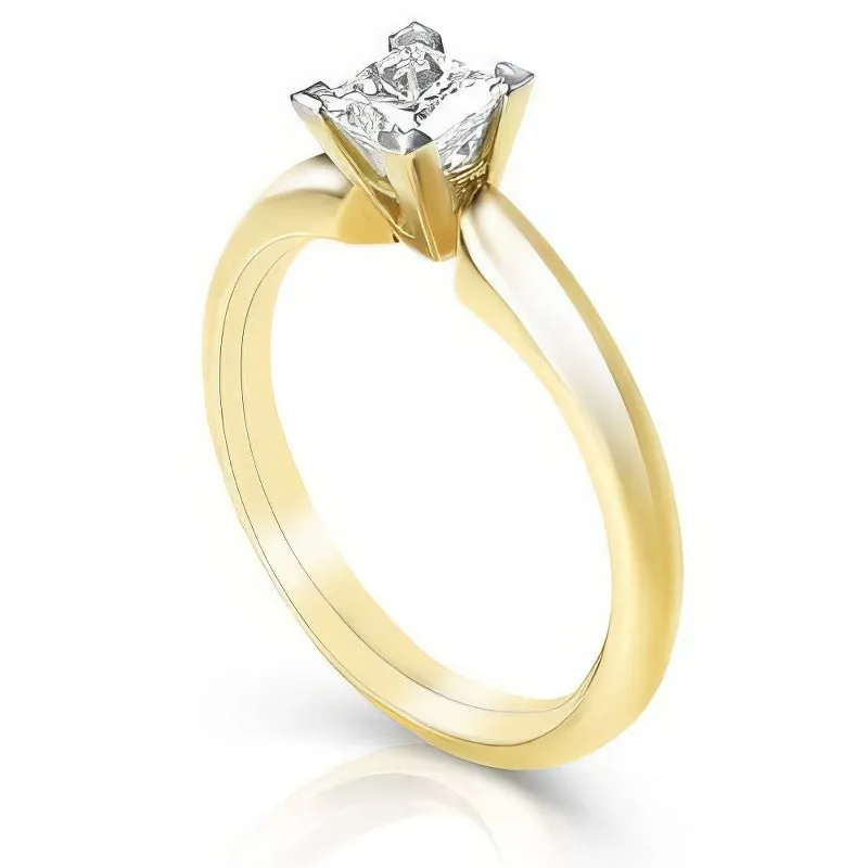 0.35-1.50 CT Princess Cut Diamonds - Solitaire Ring