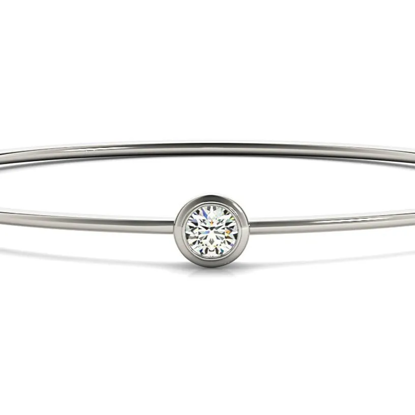 0.35 ct Single Diamond Bangle Bracelet Bezel Set