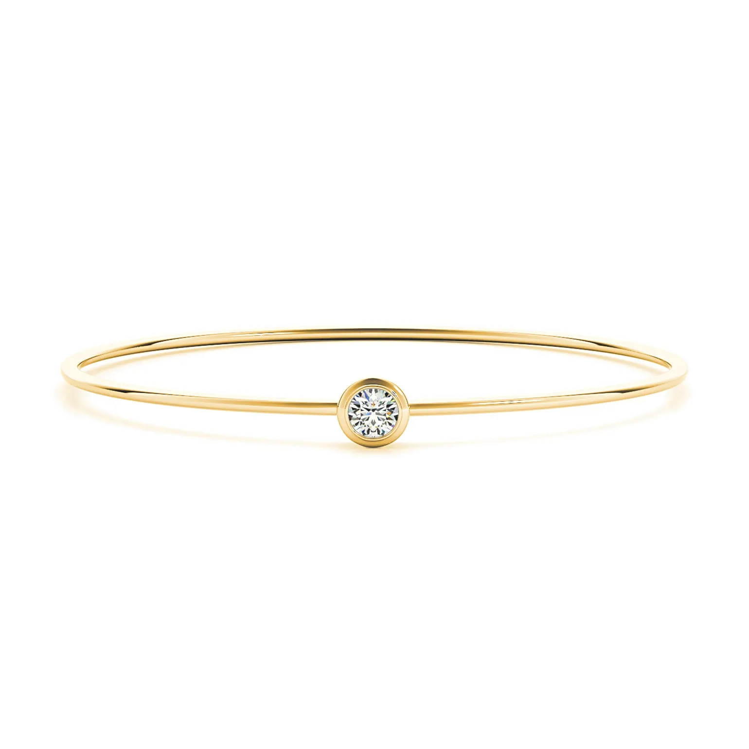0.35 ct Single Diamond Bangle Bracelet Bezel Set