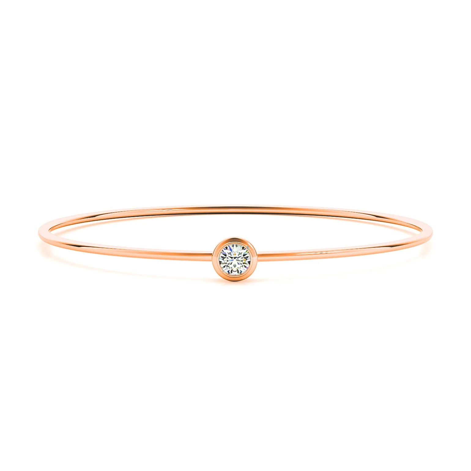 0.35 ct Single Diamond Bangle Bracelet Bezel Set