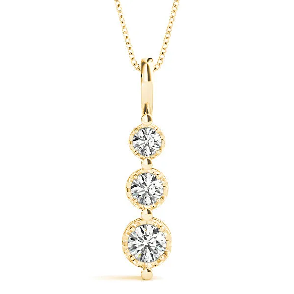0.45 ctw Round Diamond Three Stone Necklace Pendant