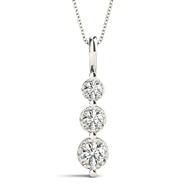 0.45 ctw Round Diamond Three Stone Necklace Pendant