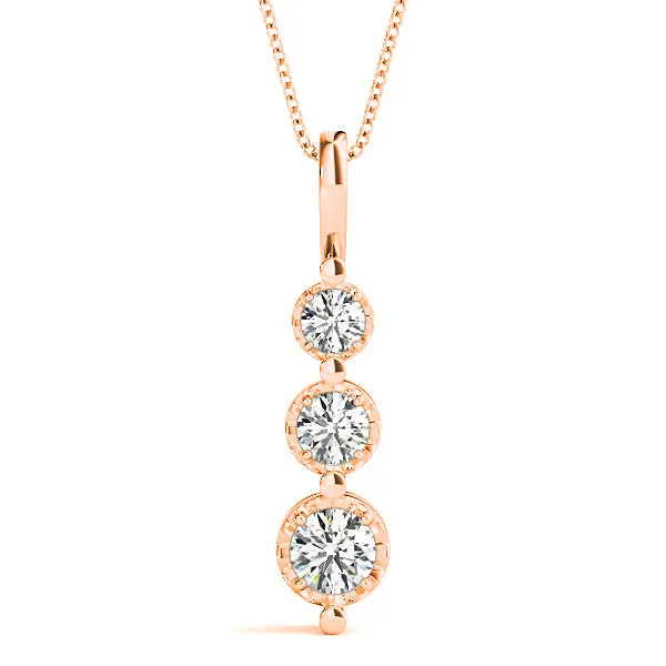 0.45 ctw Round Diamond Three Stone Necklace Pendant