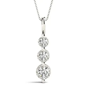 0.45 ctw Round Diamond Three Stone Necklace Pendant