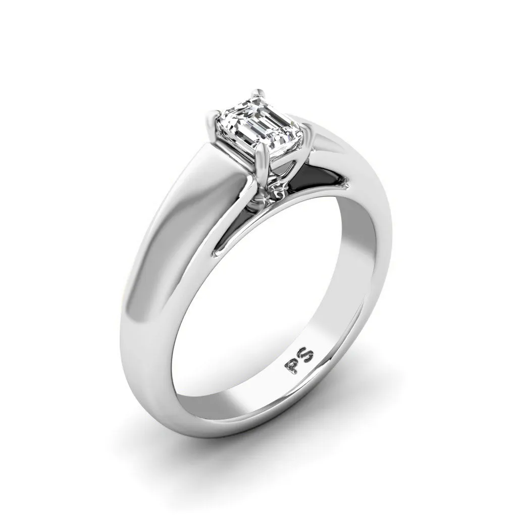 0.50-3.00 CT Emerald Cut Lab Grown Diamonds - Solitaire Ring