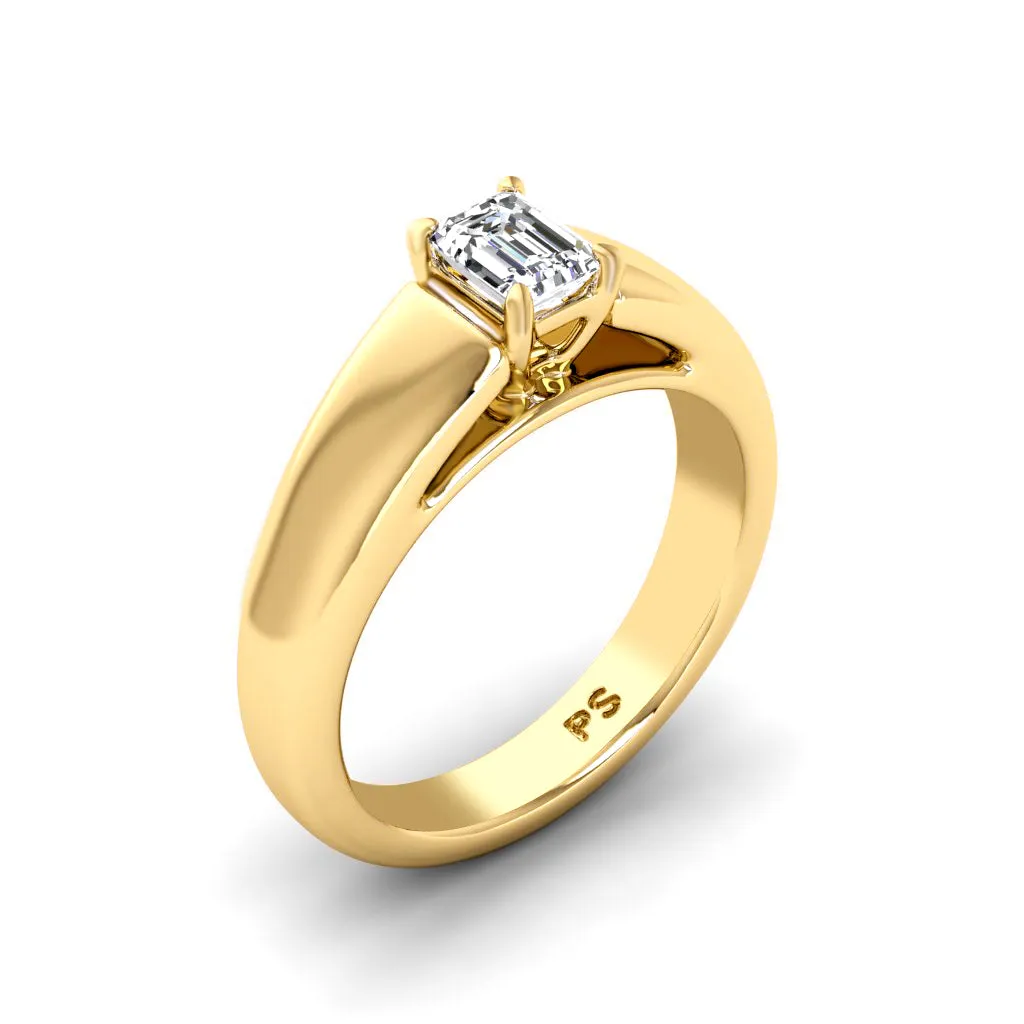 0.50-3.00 CT Emerald Cut Lab Grown Diamonds - Solitaire Ring