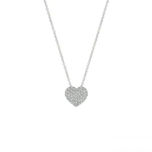 0.50 Carat Natural Diamond Heart Necklace Pendant 14K White Gold G SI 18''
