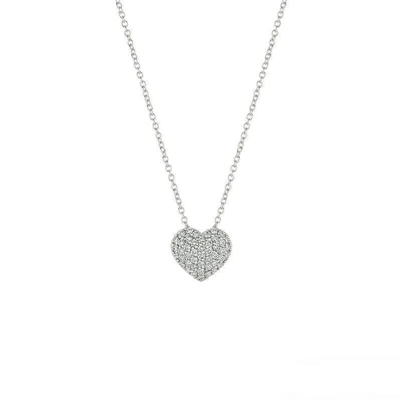 0.50 Carat Natural Diamond Heart Necklace Pendant 14K White Gold G SI 18''