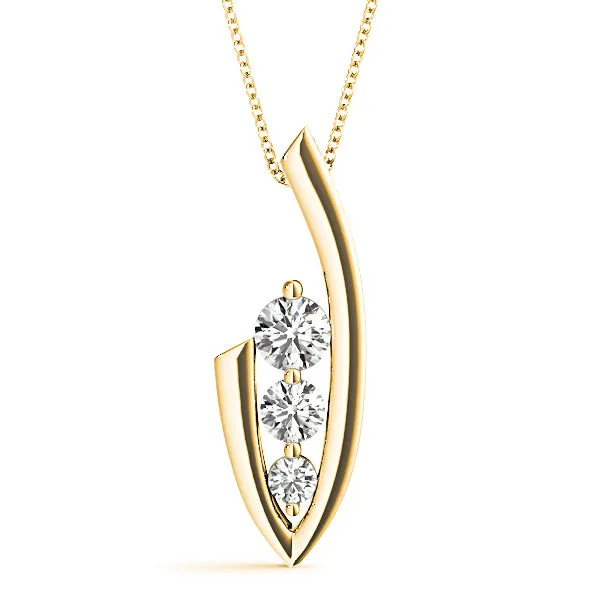 0.50 ctw Diamond Three Stone Necklace Pendant