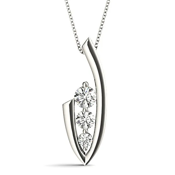 0.50 ctw Diamond Three Stone Necklace Pendant