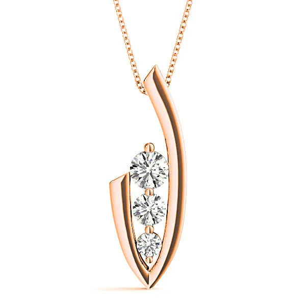 0.50 ctw Diamond Three Stone Necklace Pendant
