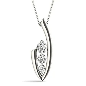 0.50 ctw Diamond Three Stone Necklace Pendant