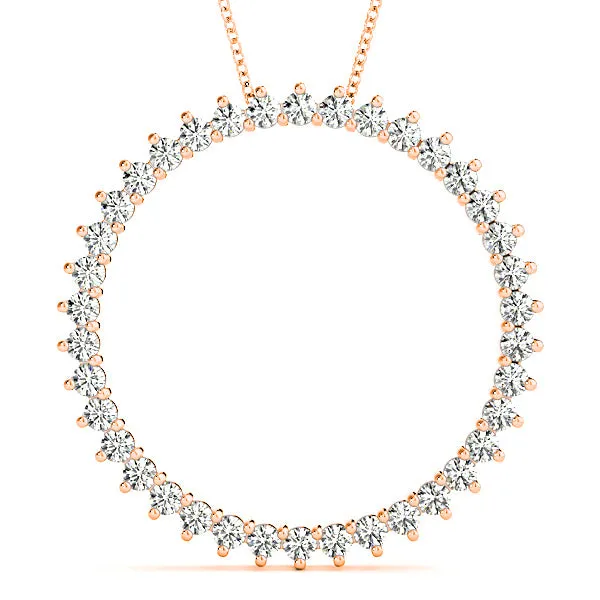0.75 ctw Diamond Three Prong Circle Necklace Pendant