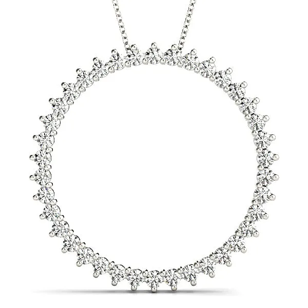 0.75 ctw Diamond Three Prong Circle Necklace Pendant