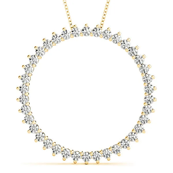 0.75 ctw Diamond Three Prong Circle Necklace Pendant