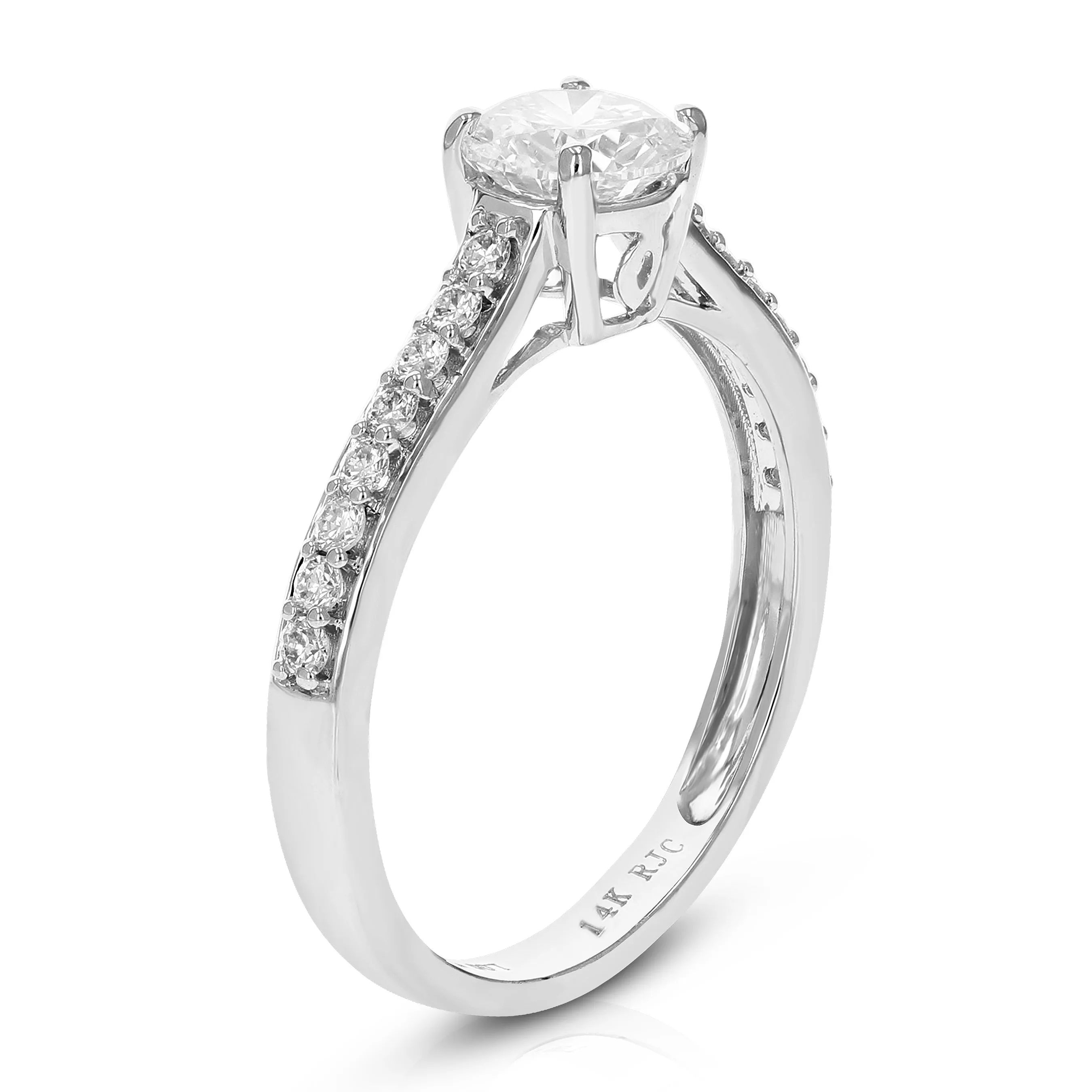 1 cttw Lab Grown Diamond Halo Engagement Rings in 14K White Gold