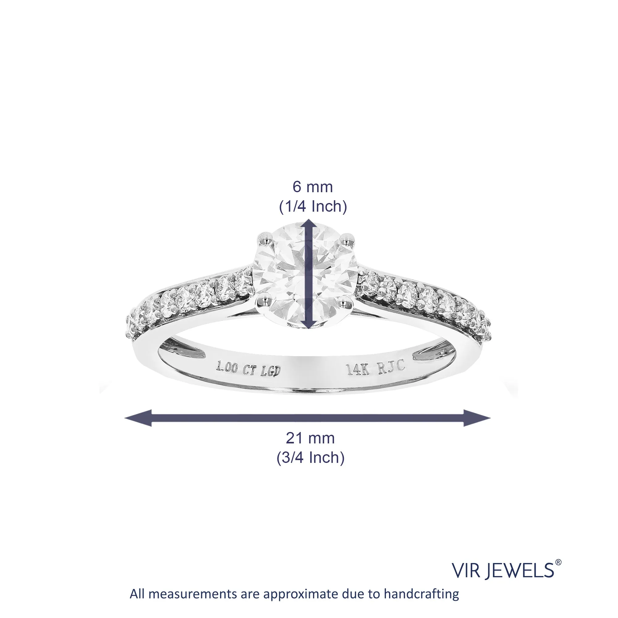 1 cttw Lab Grown Diamond Halo Engagement Rings in 14K White Gold