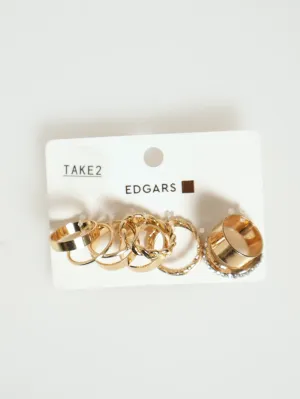 10 Pack Twist Rings - Gold