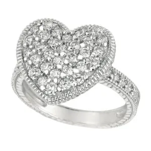 1.00 Carat Natural Diamond Heart Ring Band G SI 14K White Gold