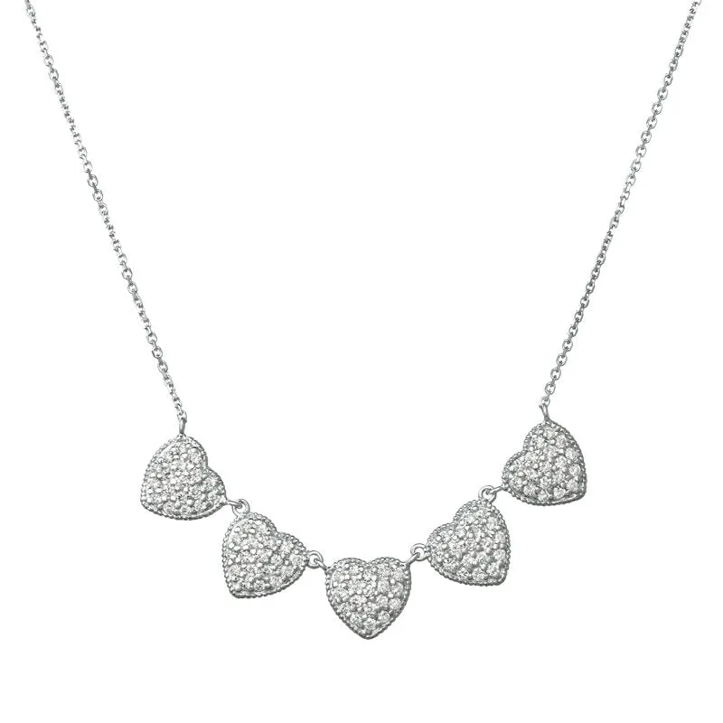1.00 CT Natural Diamond Heart Necklace G SI 18'' set in 14K White Gold