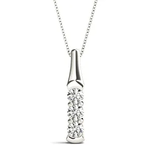 1.00 ctw Diamond Three Stone Necklace Pendant