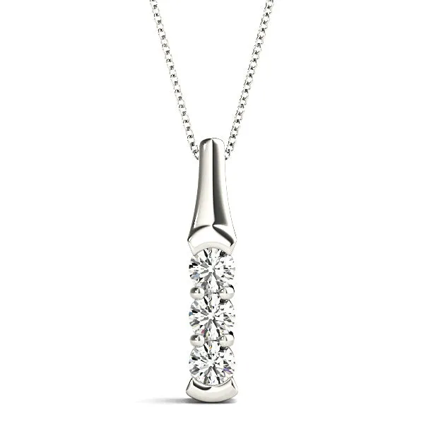 1.00 ctw Diamond Three Stone Necklace Pendant