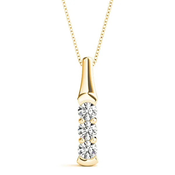1.00 ctw Diamond Three Stone Necklace Pendant