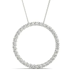 1.02 ctw Diamond Circle Necklace Pendant Shared Prong Set
