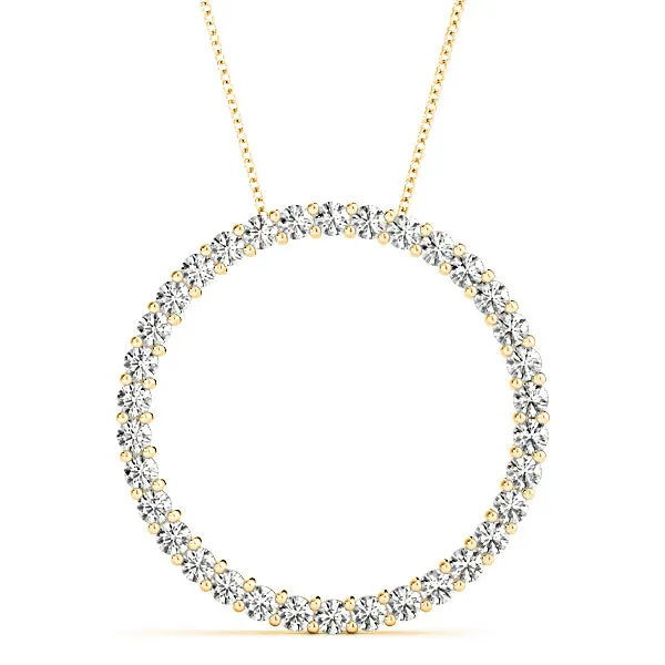 1.02 ctw Diamond Circle Necklace Pendant Shared Prong Set