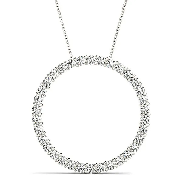 1.02 ctw Diamond Circle Necklace Pendant Shared Prong Set