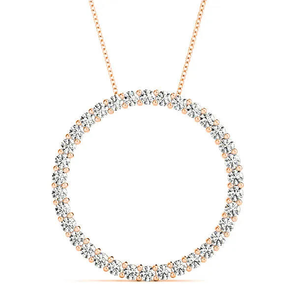 1.02 ctw Diamond Circle Necklace Pendant Shared Prong Set