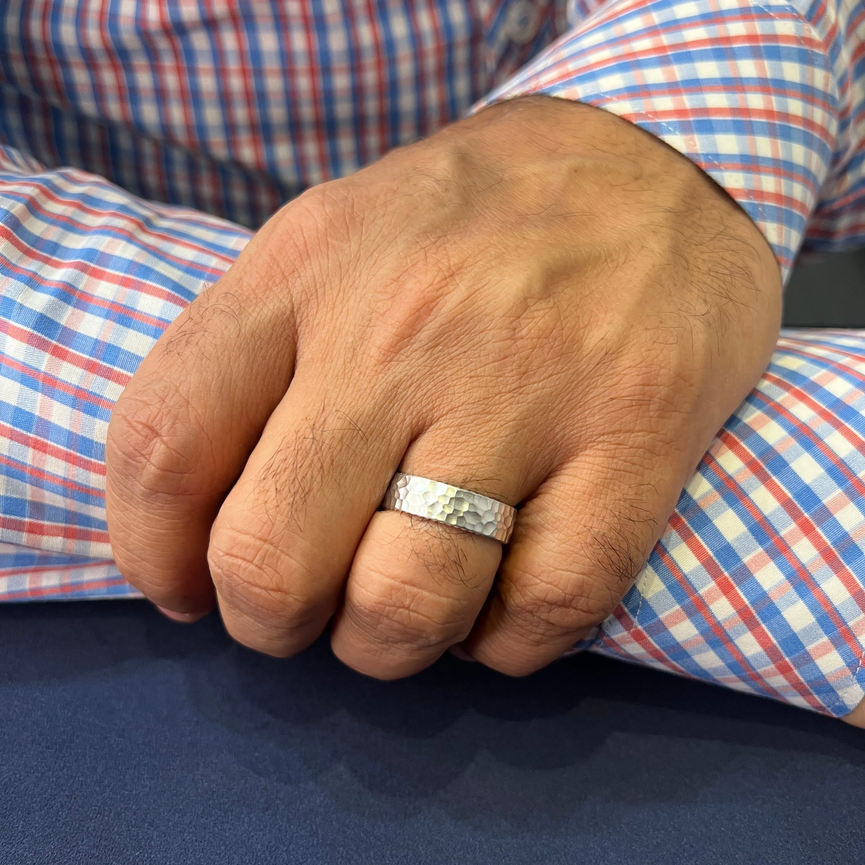 (10K, 14K, 18K) CrownRing Rose Gold (6mm) Hammered and Rope Wedding Band