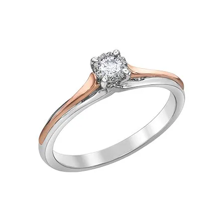 10K White and Rose Gold (0.05ct) Diamond Illusion Set Promise Ring