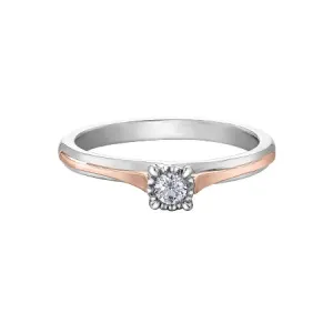 10K White and Rose Gold (0.05ct) Diamond Illusion Set Promise Ring