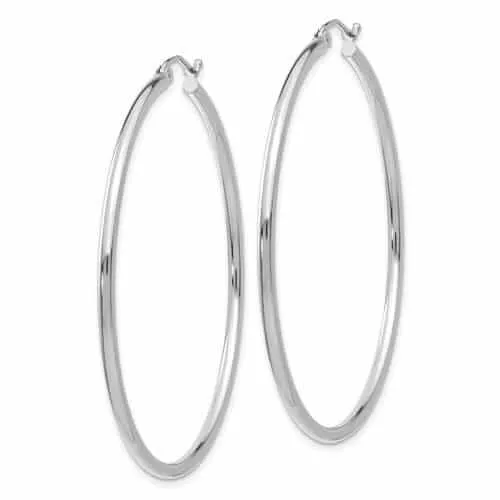 10k White Gold Polished 2MM Round Classic Earrings