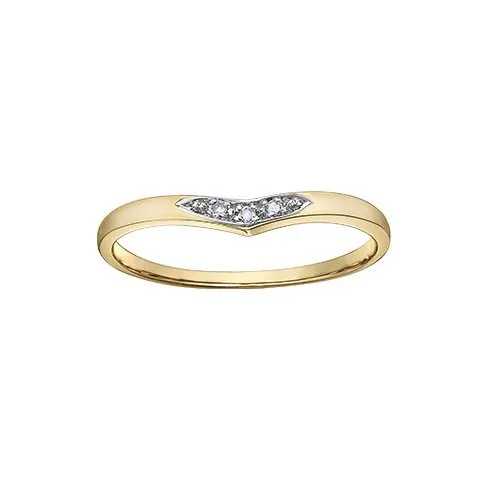 10K Yellow Gold (0.015ct) Diamond Stackable Chevron Wedding Band