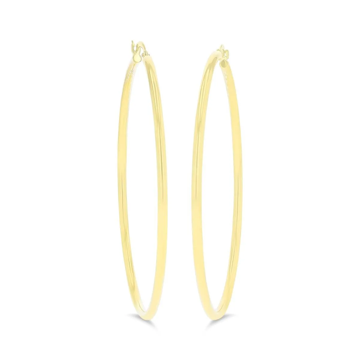 10KT Yellow Gold 2X60MM Hoop Earrings