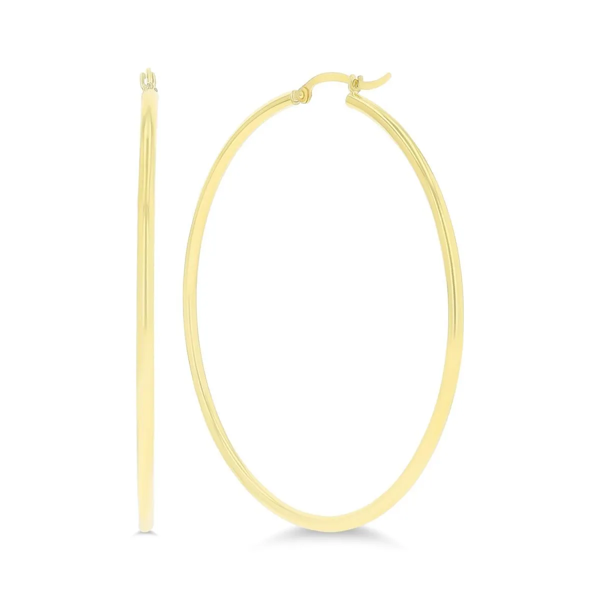 10KT Yellow Gold 2X60MM Hoop Earrings