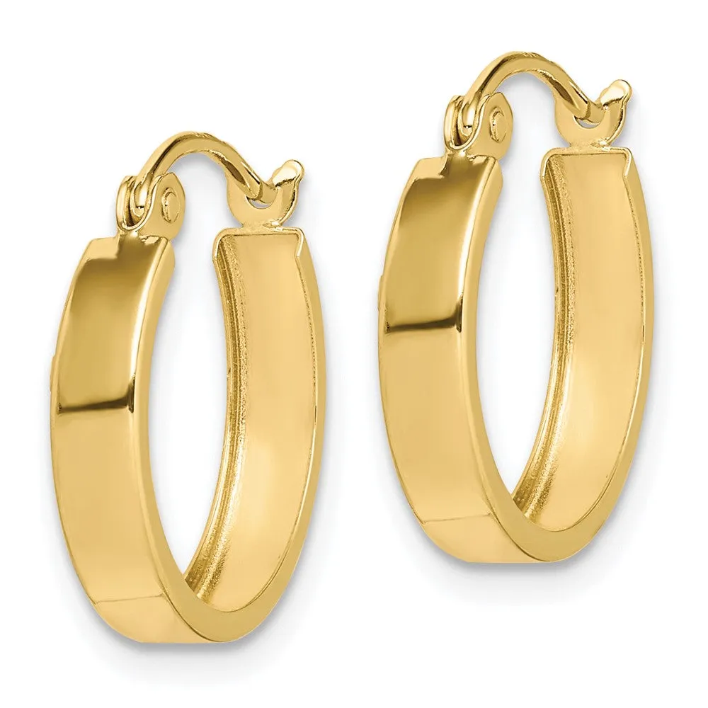 10KT Yellow Gold 3X15MM Hoop Earrings