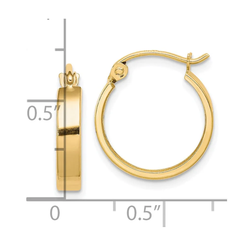 10KT Yellow Gold 3X15MM Hoop Earrings