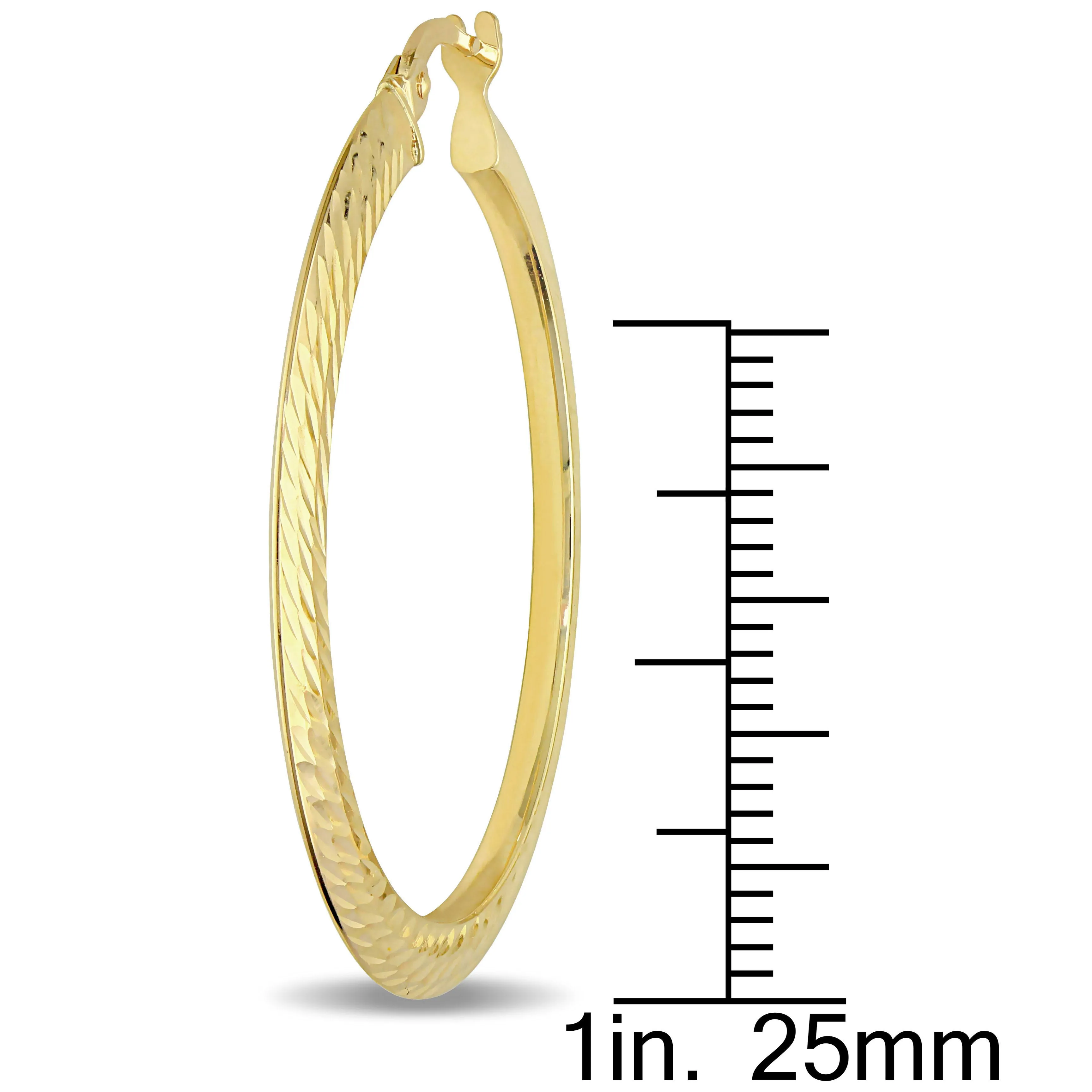 10KY 37mm Hoop Earrings (Flat with Design) (1.9mm thickness)