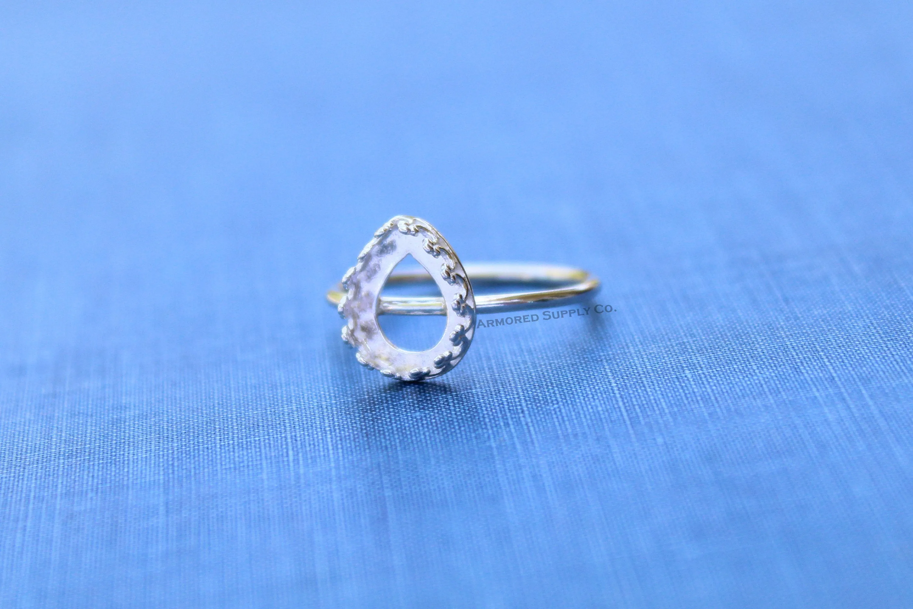 10x8 Crown Pear Tear Drop Bezel Cup Ring blank