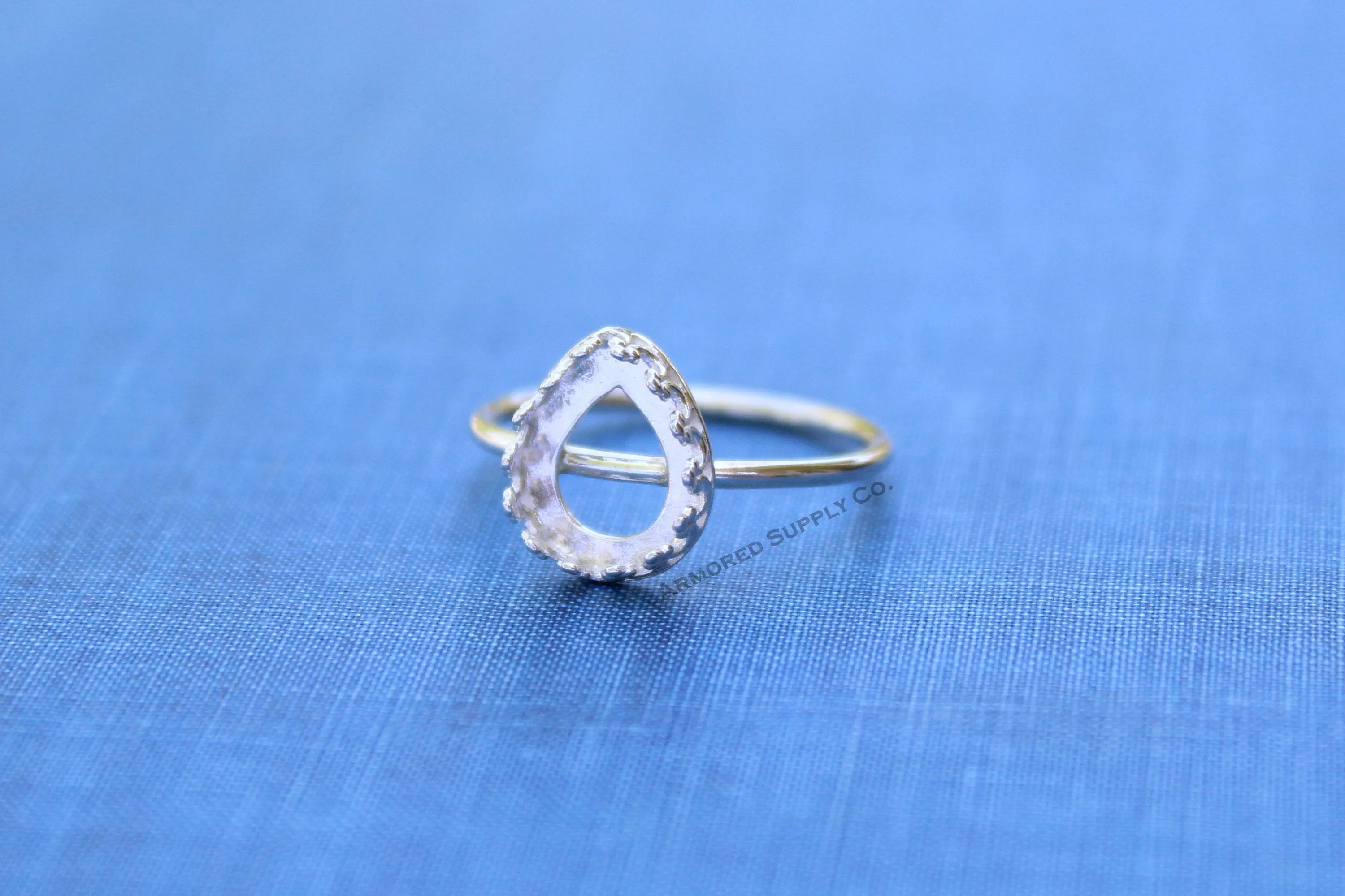 10x8 Crown Pear Tear Drop Bezel Cup Ring blank