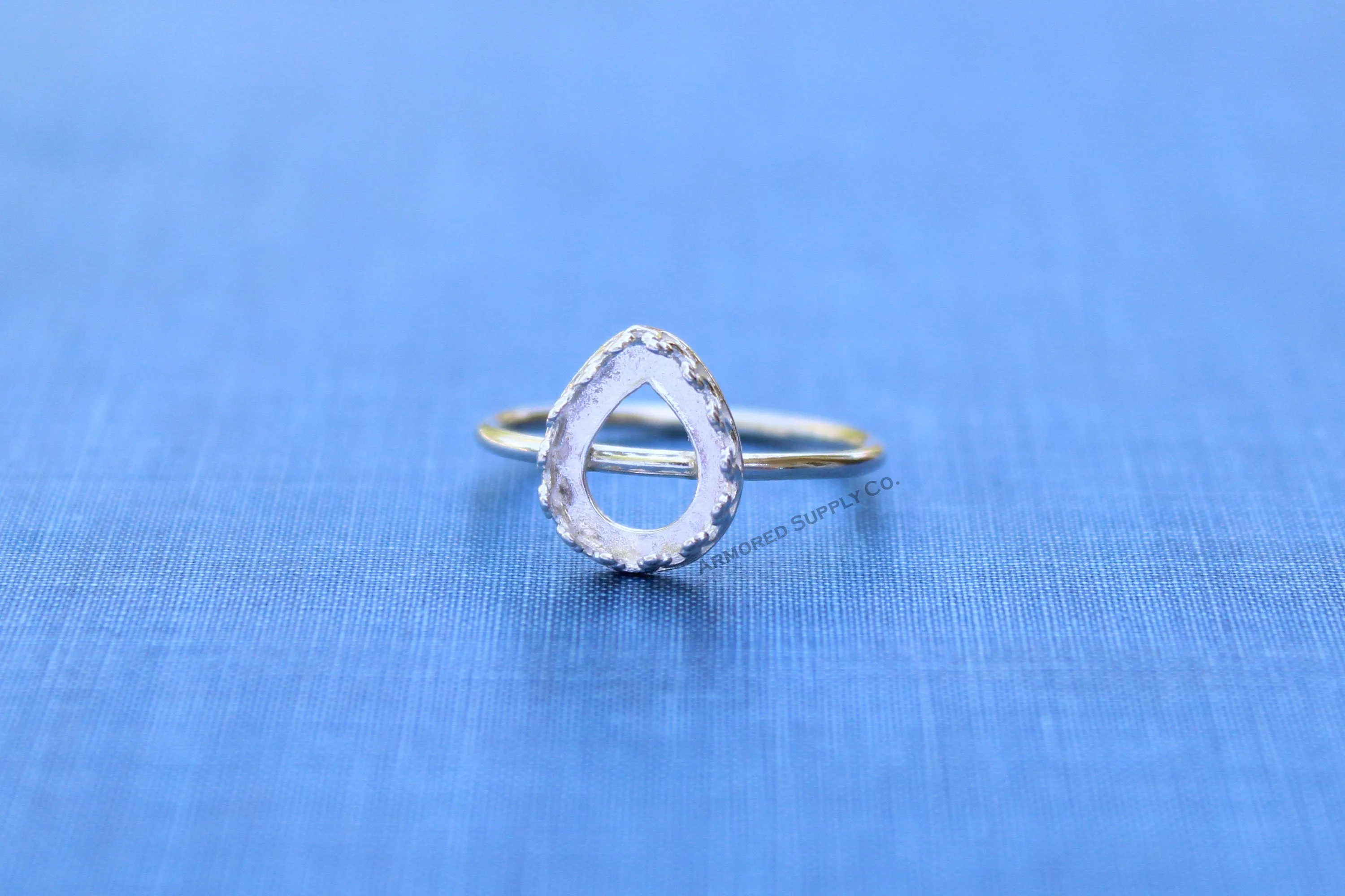 10x8 Crown Pear Tear Drop Bezel Cup Ring blank