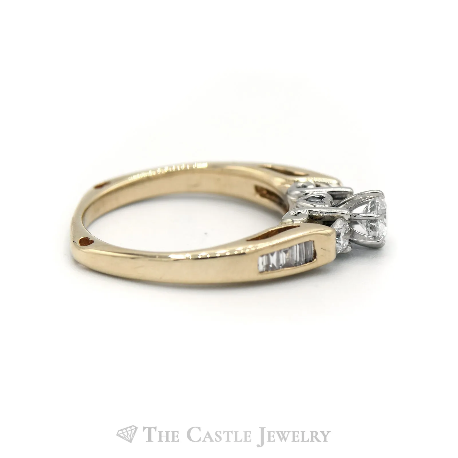 1/2 Carat Engagement Ring with Hidden Heart Diamond Detail in 14KT Yellow Gold