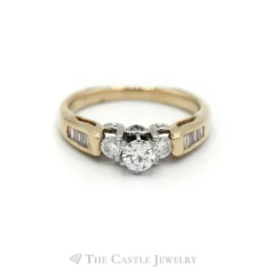 1/2 Carat Engagement Ring with Hidden Heart Diamond Detail in 14KT Yellow Gold