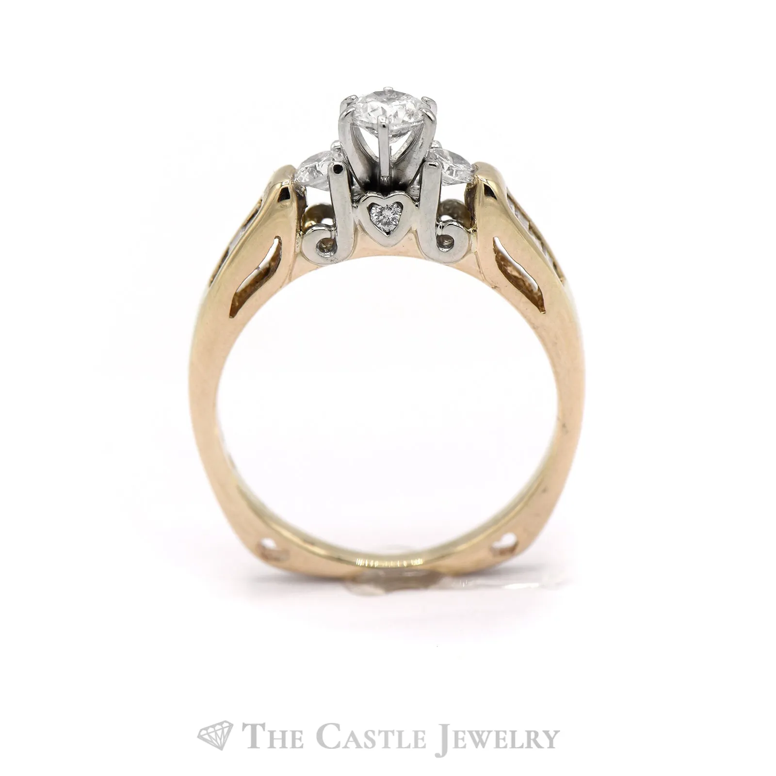 1/2 Carat Engagement Ring with Hidden Heart Diamond Detail in 14KT Yellow Gold
