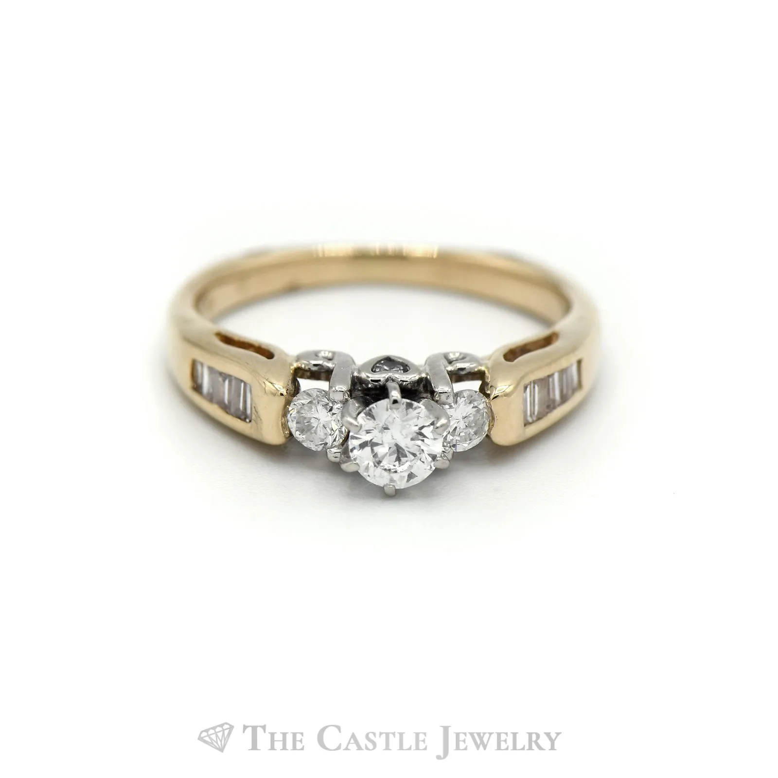 1/2 Carat Engagement Ring with Hidden Heart Diamond Detail in 14KT Yellow Gold