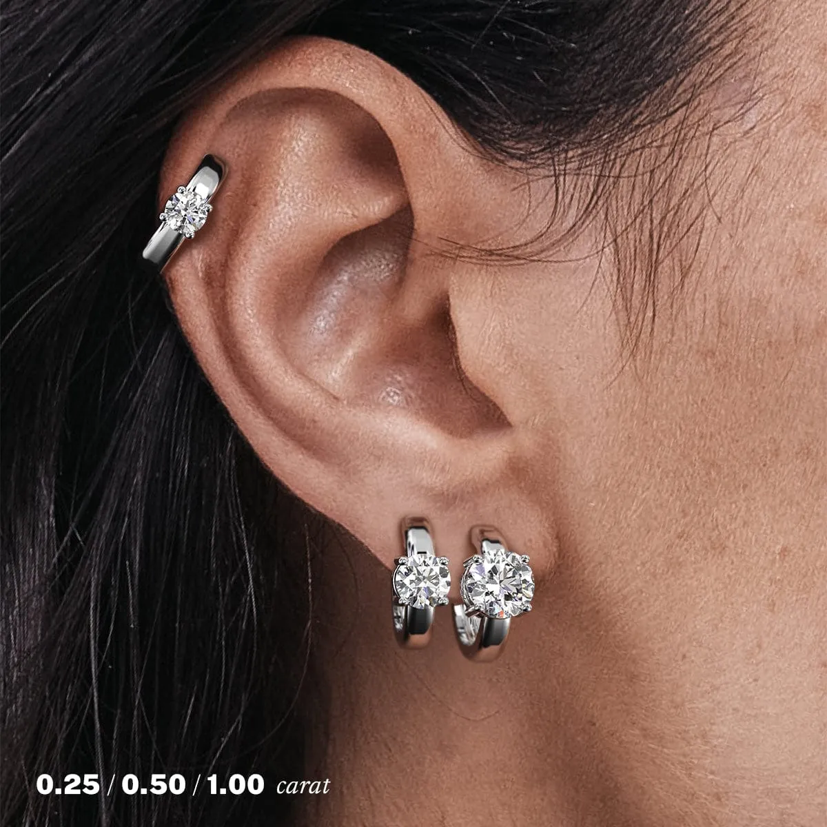 1/2 carat Round Diamond Hoop Earrings